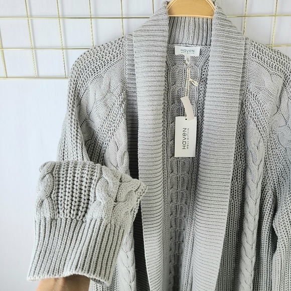 NWT Haven Well Within Chunky Cable Knit Open Front Knit Sweater - Picture 6 of 11